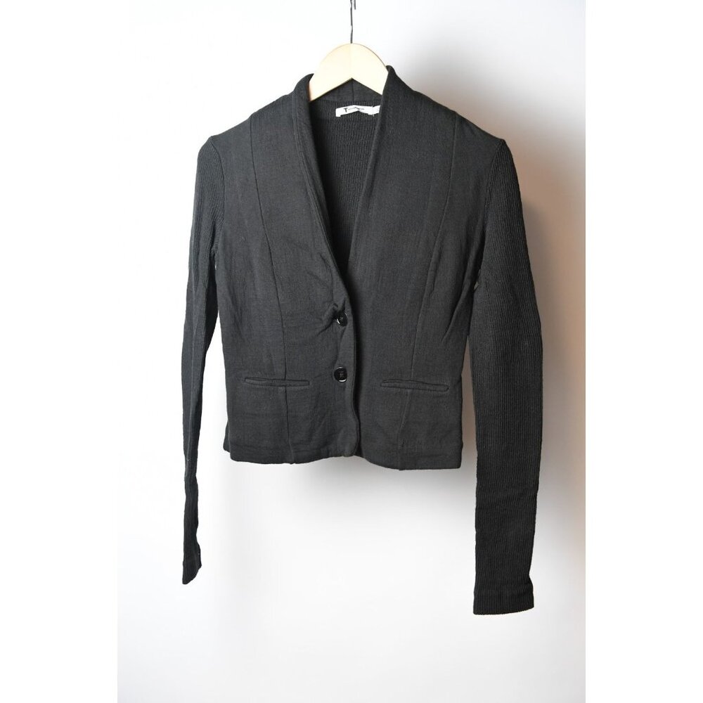 Alexander Wang Women’s Cardigan Sweater Sweatshirt Size S Black Two Button Crop